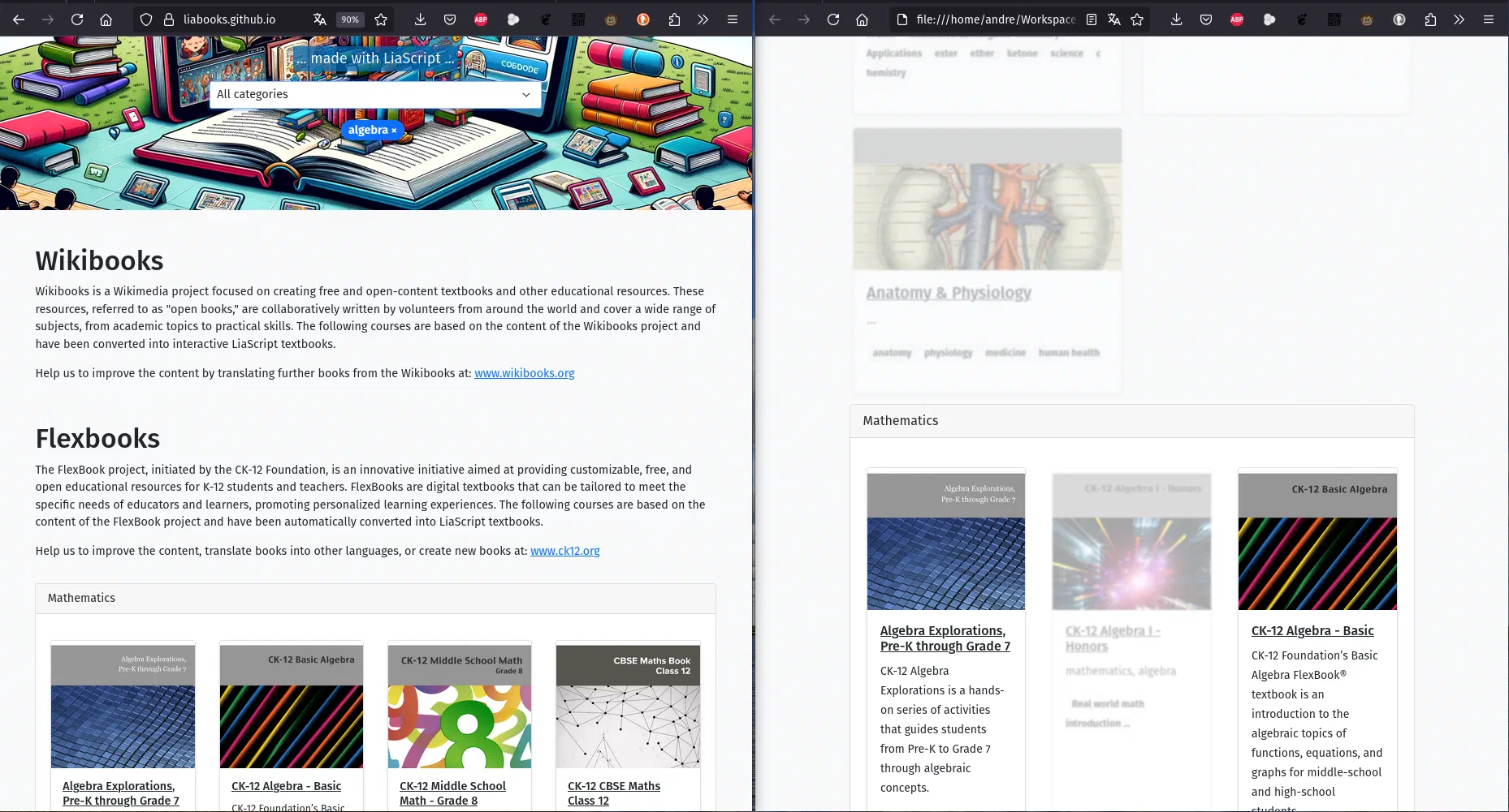 Screenshot: difference between filtering methods