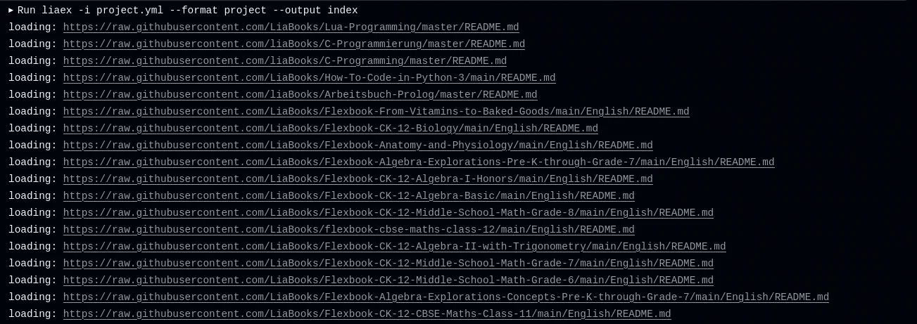 Screenshot: LiaScript-Exporter run