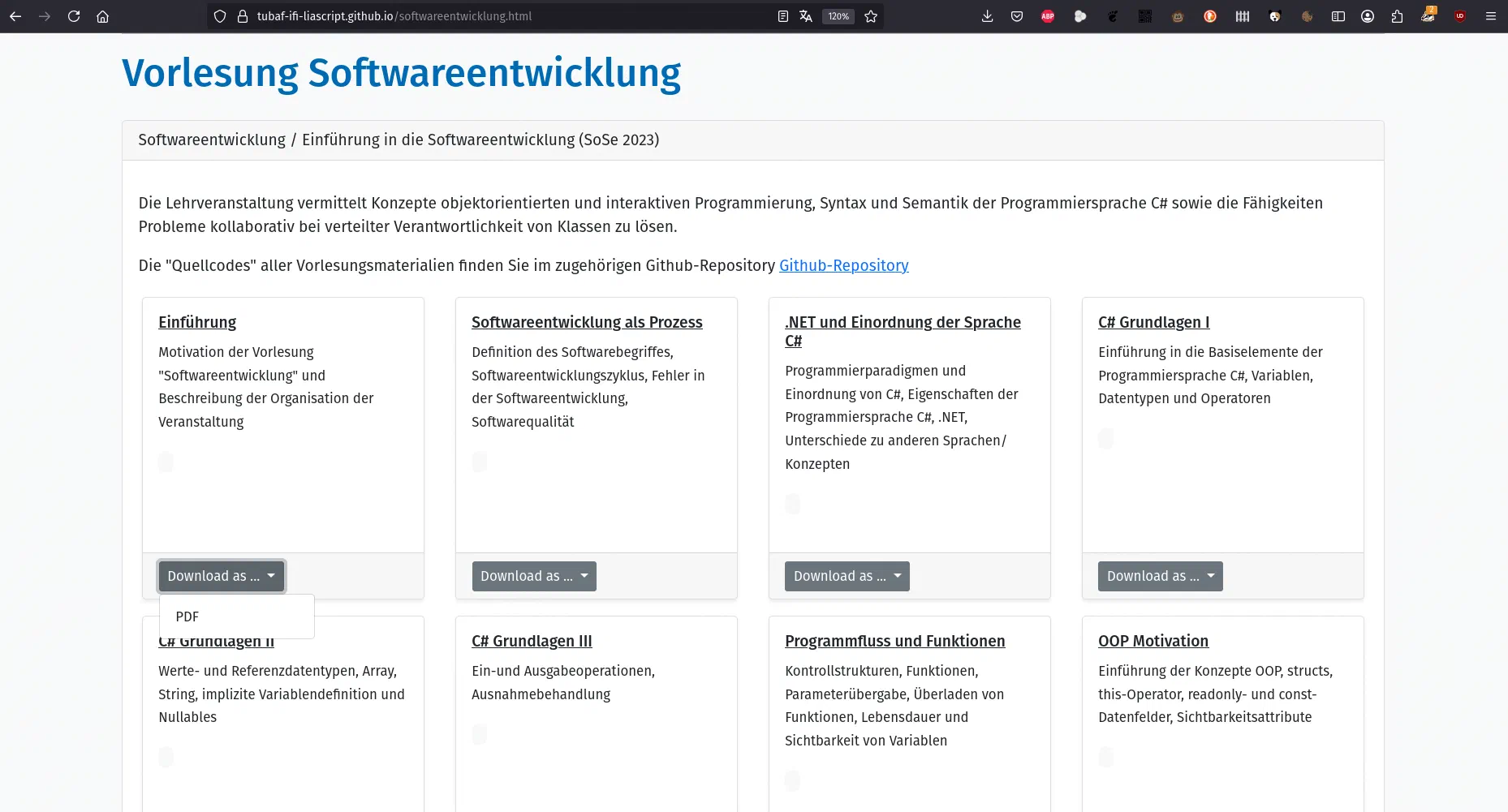 Screenshot: pdf download