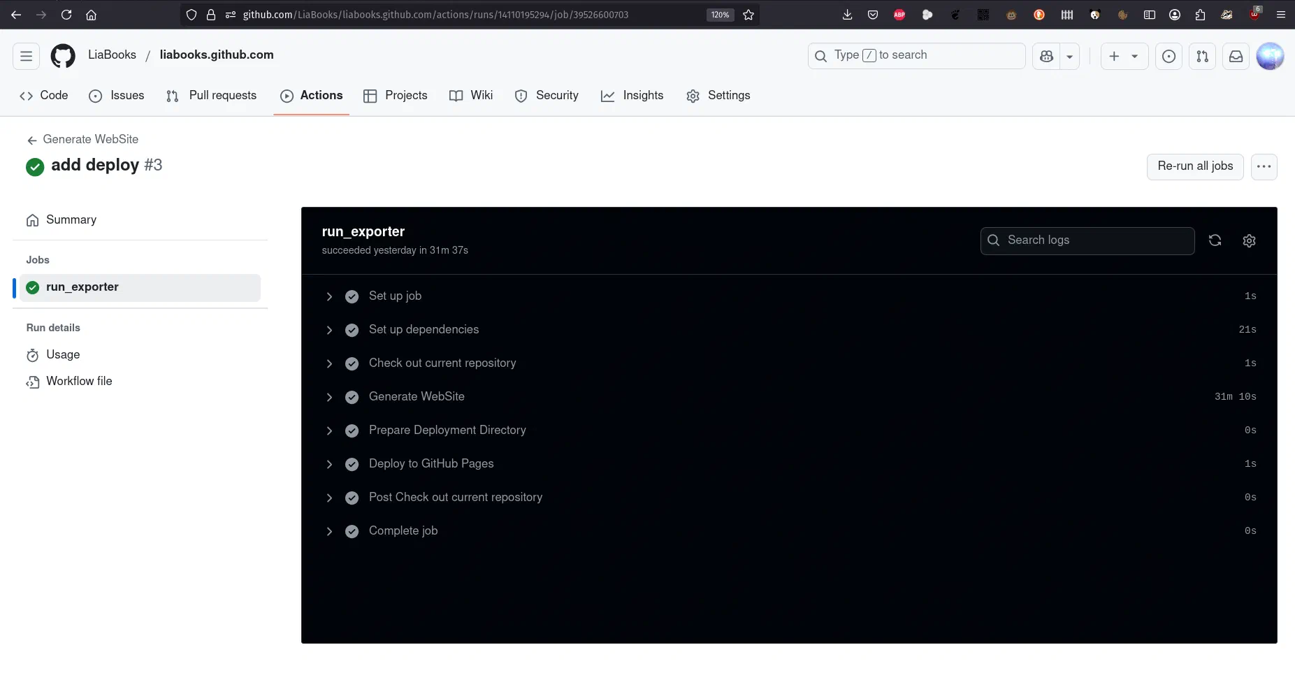 Screenshot: workflow
