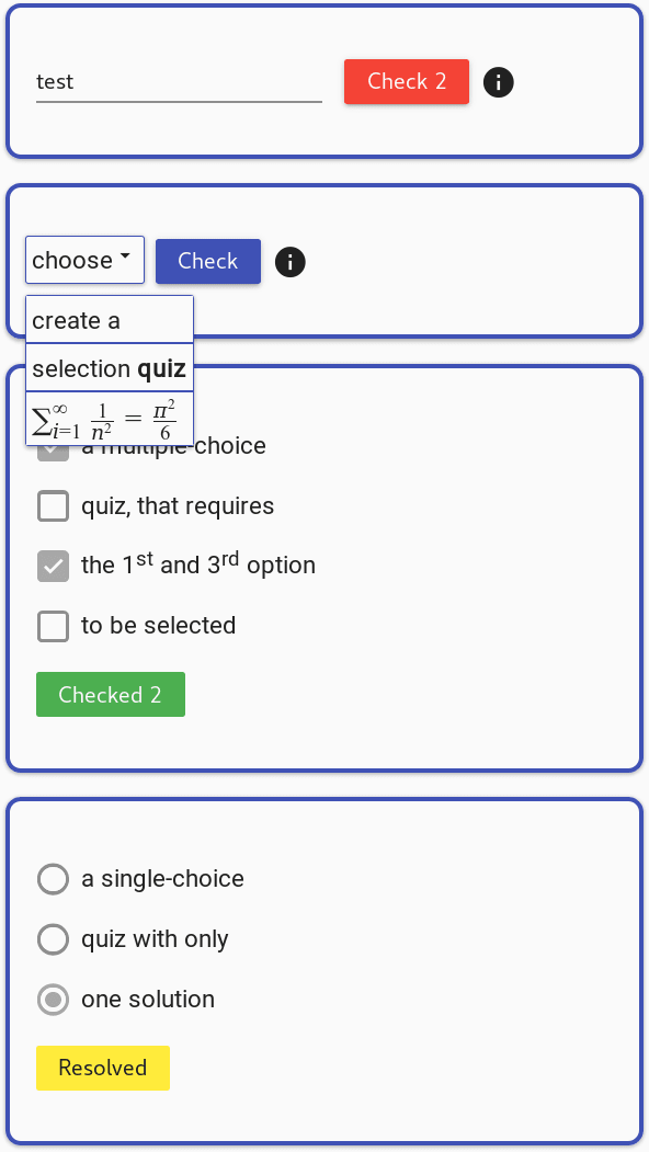 LiaScript Quiz Examples