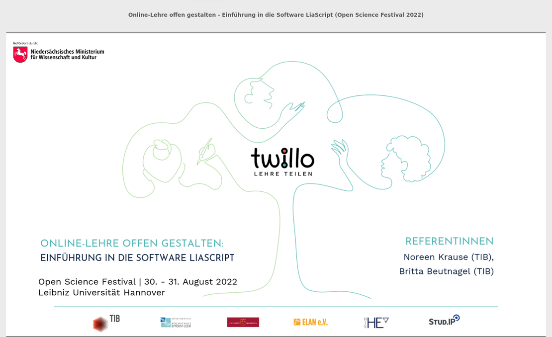 Online-Lehre offen gestalten - Einführung in die Software LiaScript (Open Science Festival 2022)